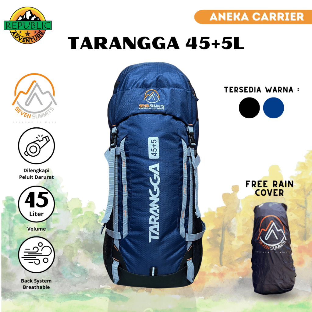 Semi Carrier Seven Summits Tarangga 45+5L Tas Hiking Gunung Travel Backpack Ransel Travelling
