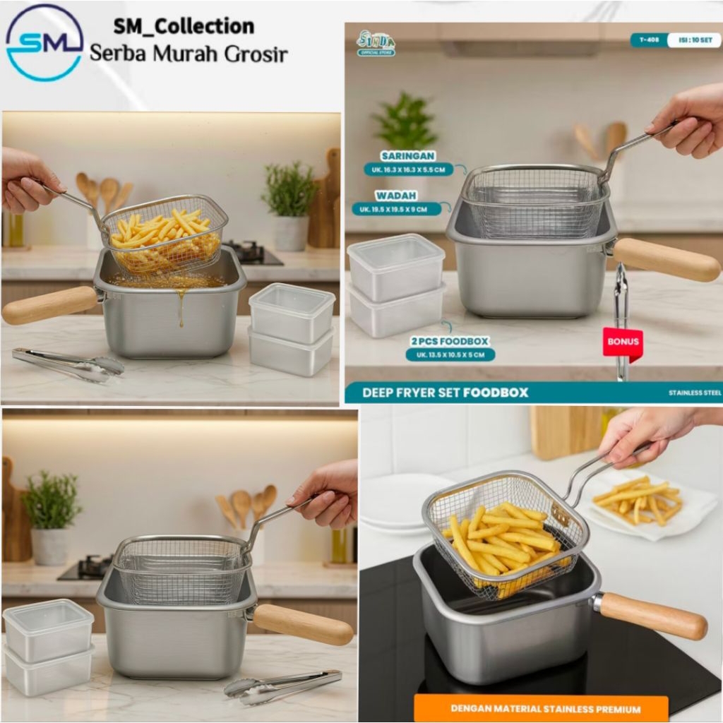 alat penggoreng/penggorengan kentang/penggorengan mini/deep fryer set food box mini/panci segi+sarin