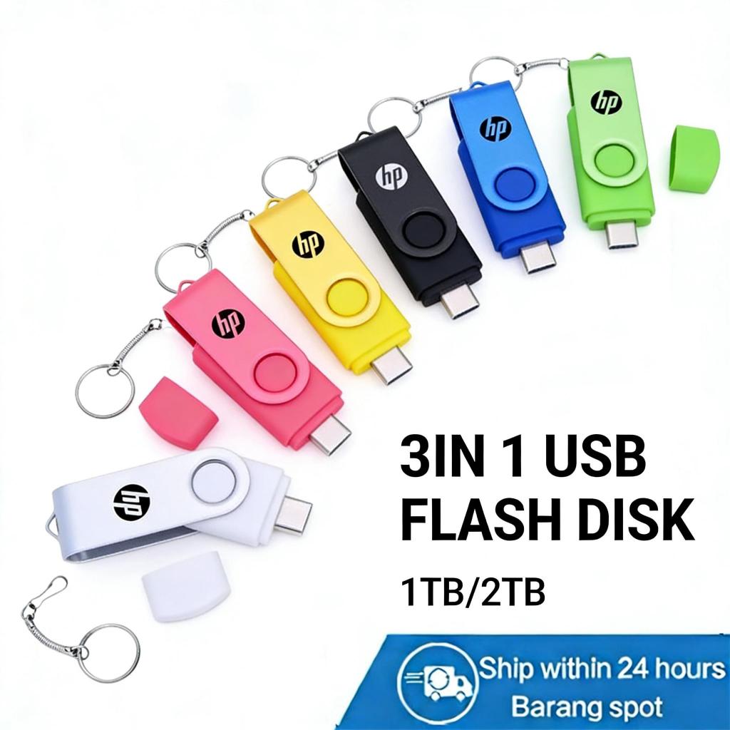 HP Flashdisk OTG TYPEC   USB 32G 1TB  2TB Flash Drive USB 2.0 Metal Flashdis 2TB untuk Ponsel dan La