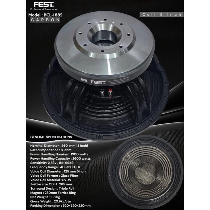 Speaker Component Fest BCL 1885 Carbon Original 18 inch FEST BCL-1885 CARBON