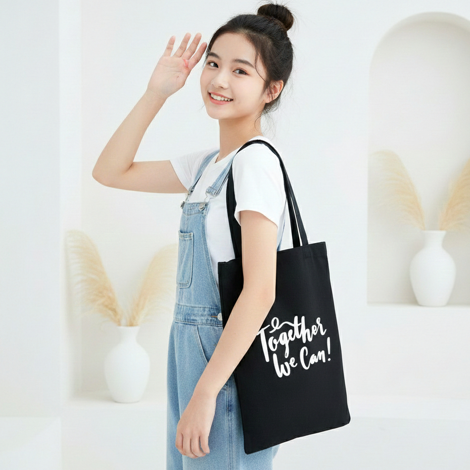 TOTEBAG kain Resleting kpop korean pop fashion wanita pria unisex sablon bahan kain Drill premium (P