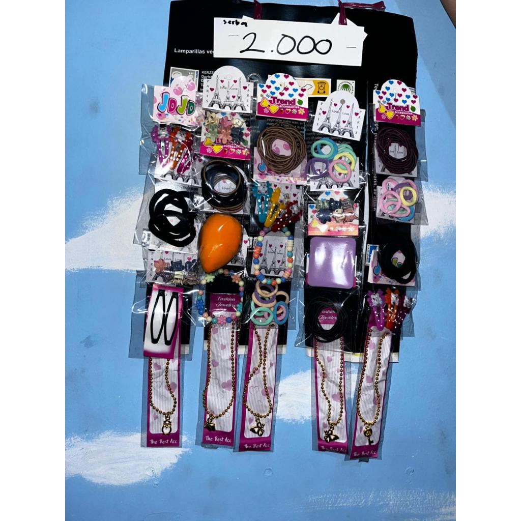 Paket usaha aksesoris anak serba 2000an isi 50pcs perpapan / GROSIRAN aksesoris anak