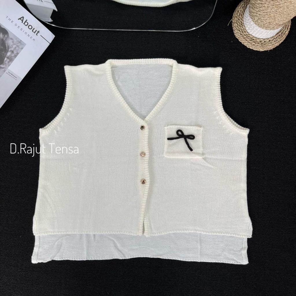Senja Vest Rompi Polos Motif Kancing Pita Depan Wanita korea