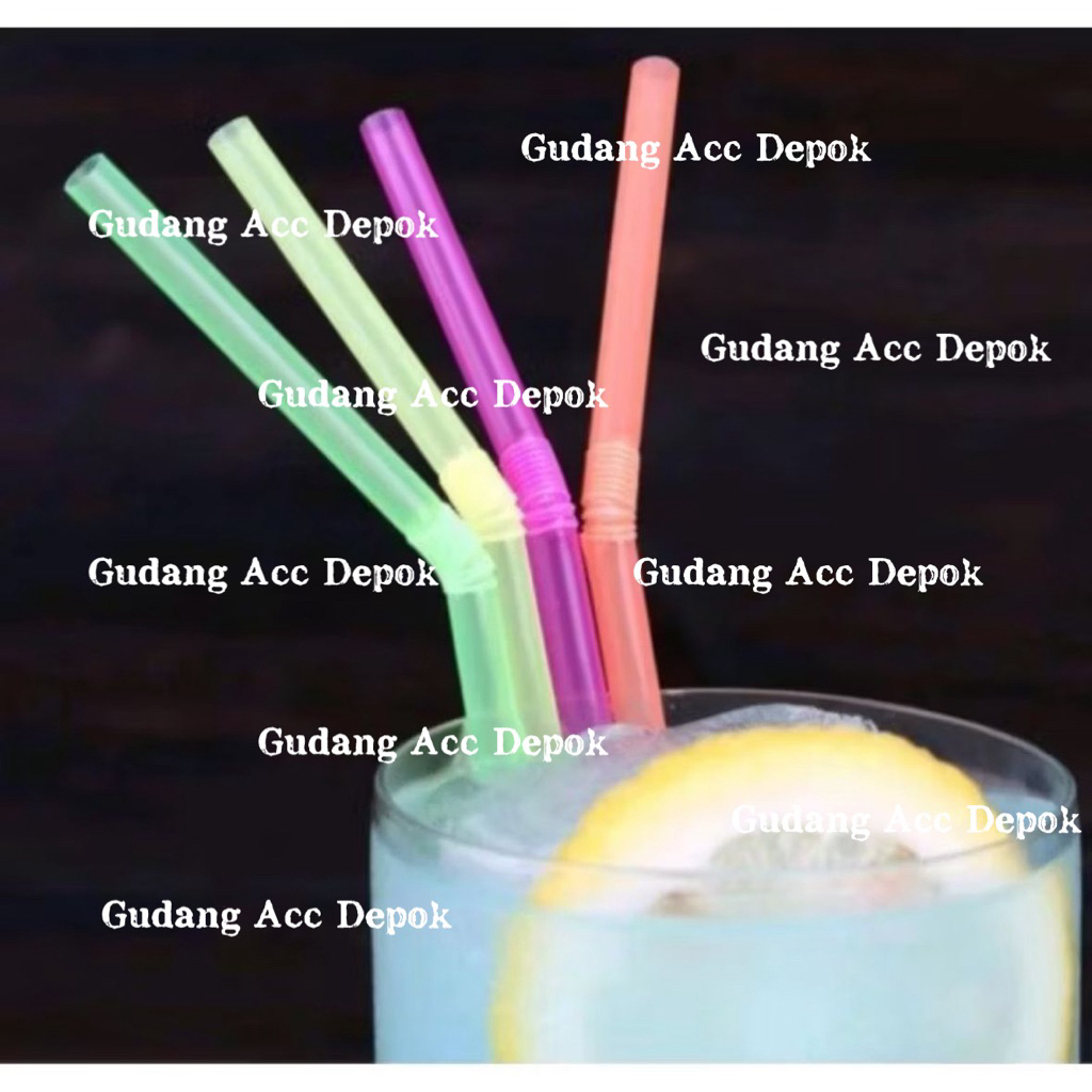 (ISI 100BATANG) SEDOTAN 624 NEON PINK DOP SALUR | SEDOTAN PLASTIK 6MM 24CM TEKUK BENGKOK STERIL HIGE