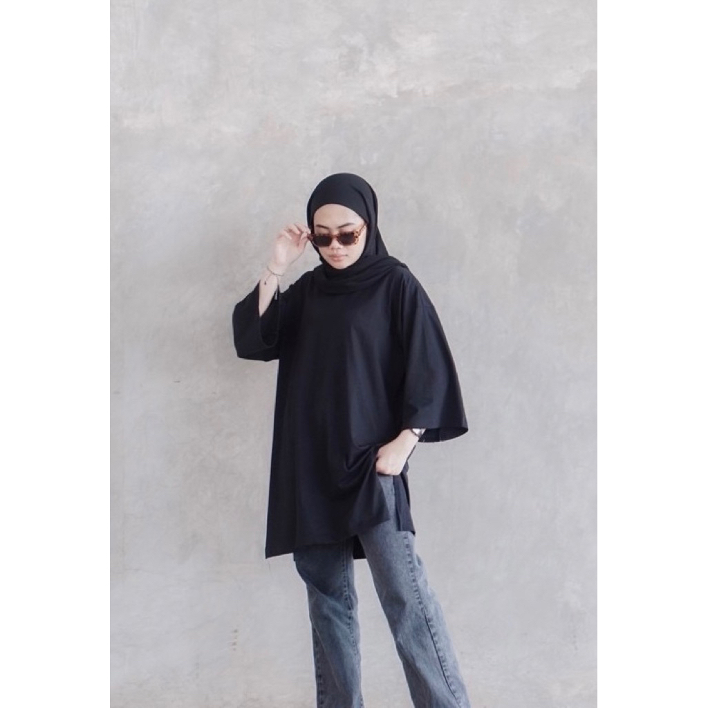 (Pl) Tshirt Tunic Oversize Kaos Atasan Wanita Katun Combed Atasan Kaos Tunik Wanita by Keen.Idd & by