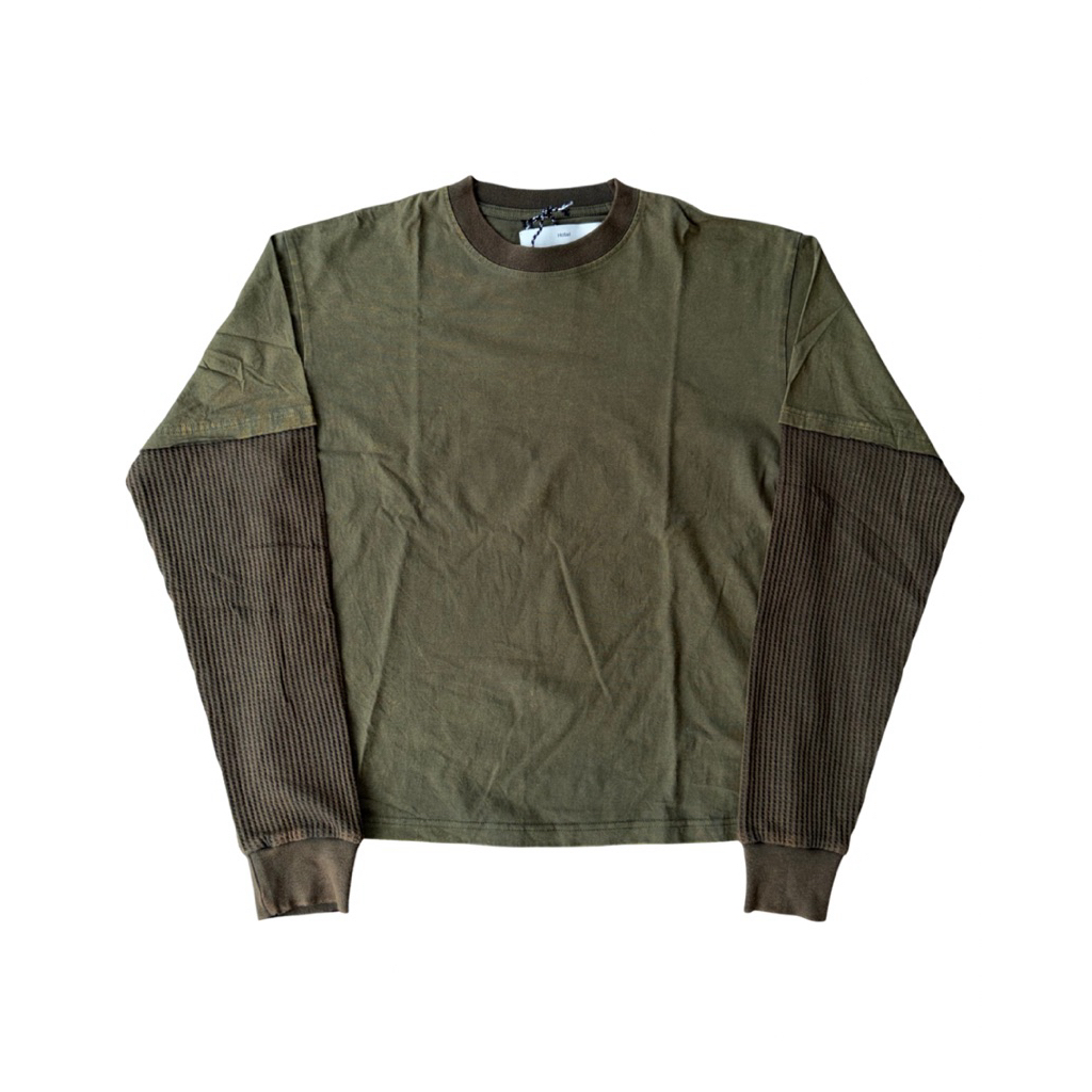 Hotel Official Washed Layered Thermal Green Longsleeve T-shirt (T-shirt Kaos)