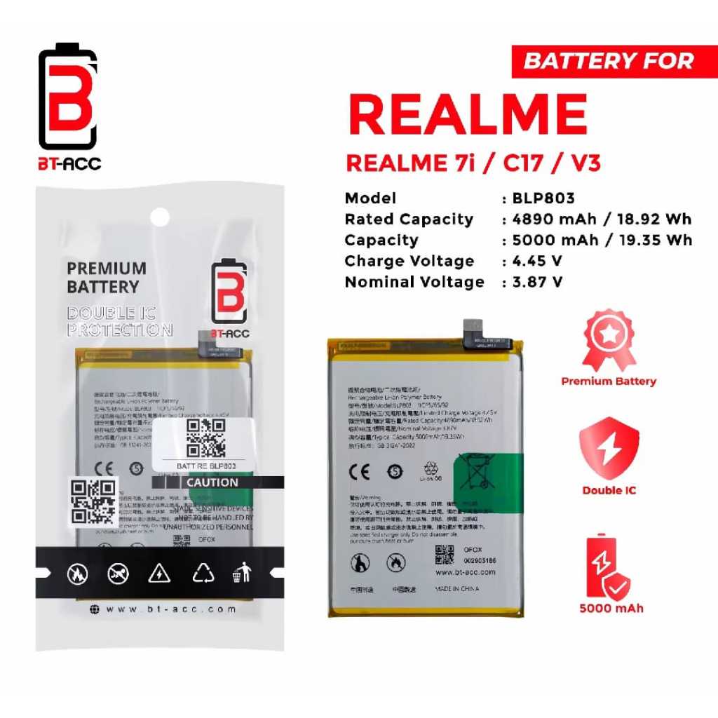 BT-ACC BLP803 Battery Batre Baterai ReaIme 7i / Realme C17 / ReaIme V3