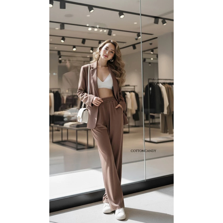 LUXENTIC- TS0483 NANY SET THICK BLAZER LONG BLAZER LONG PANTS SETELAN COTTON CANDY IMPORT PREMIUM BA