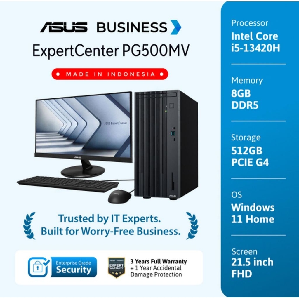 PC Desktop TKDN Asus PG500MV-585W Intel Core i5-13420H/8GB DDR5/512GB SSD/Windows 11 Home/LCD/21.5"