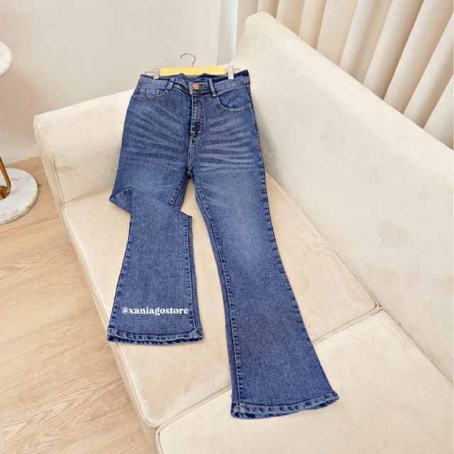 HW Xaniago Cutbray Jeans Wanita Highwaist Denim Stretch Hitam Celana Panjang Premium Nyaman Size 27-