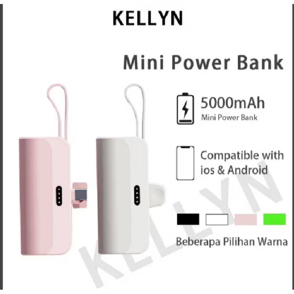 POWER BANK MINI 5000MAH TYPE-C/LINGHTINGN FAST CHARGING POWER BANK MINI PORTABEL