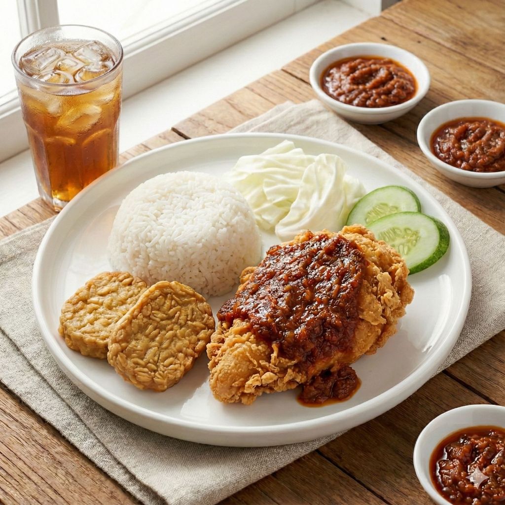Hemat Nasi Ayam Penyet + Mi + Mandi