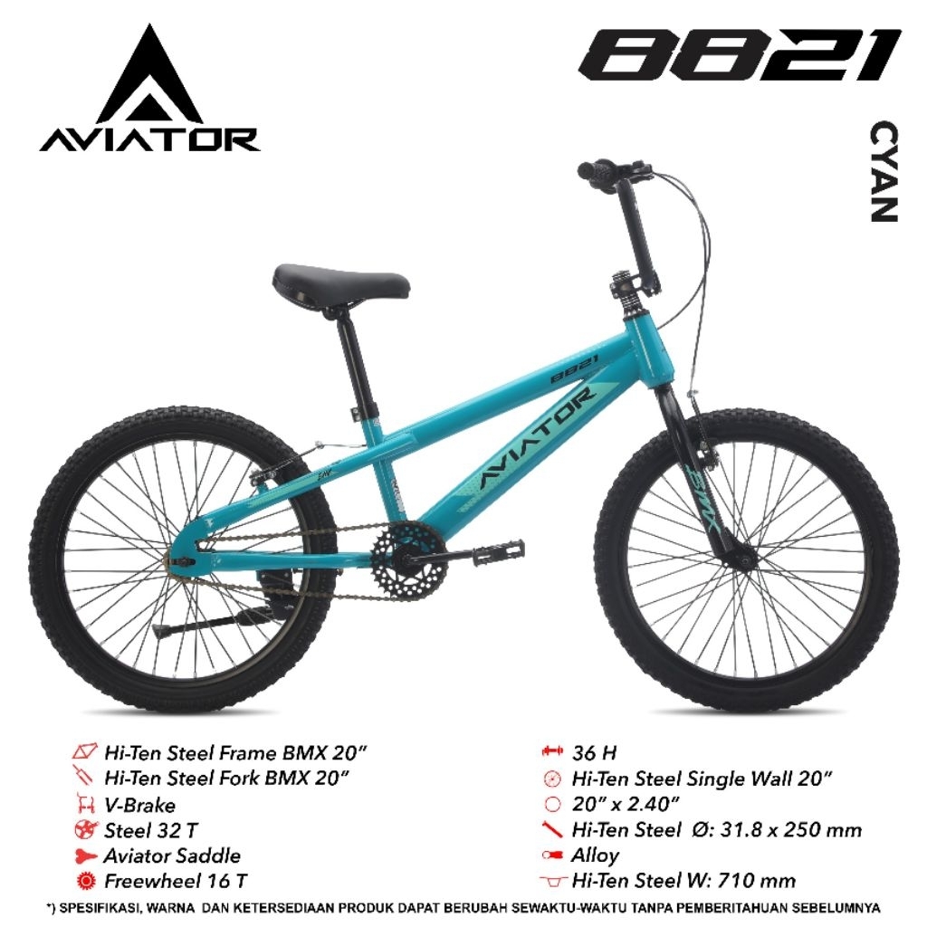 Sepeda Anak Laki BMX 20 Inch AVIATOR 8821 READY Pontianak