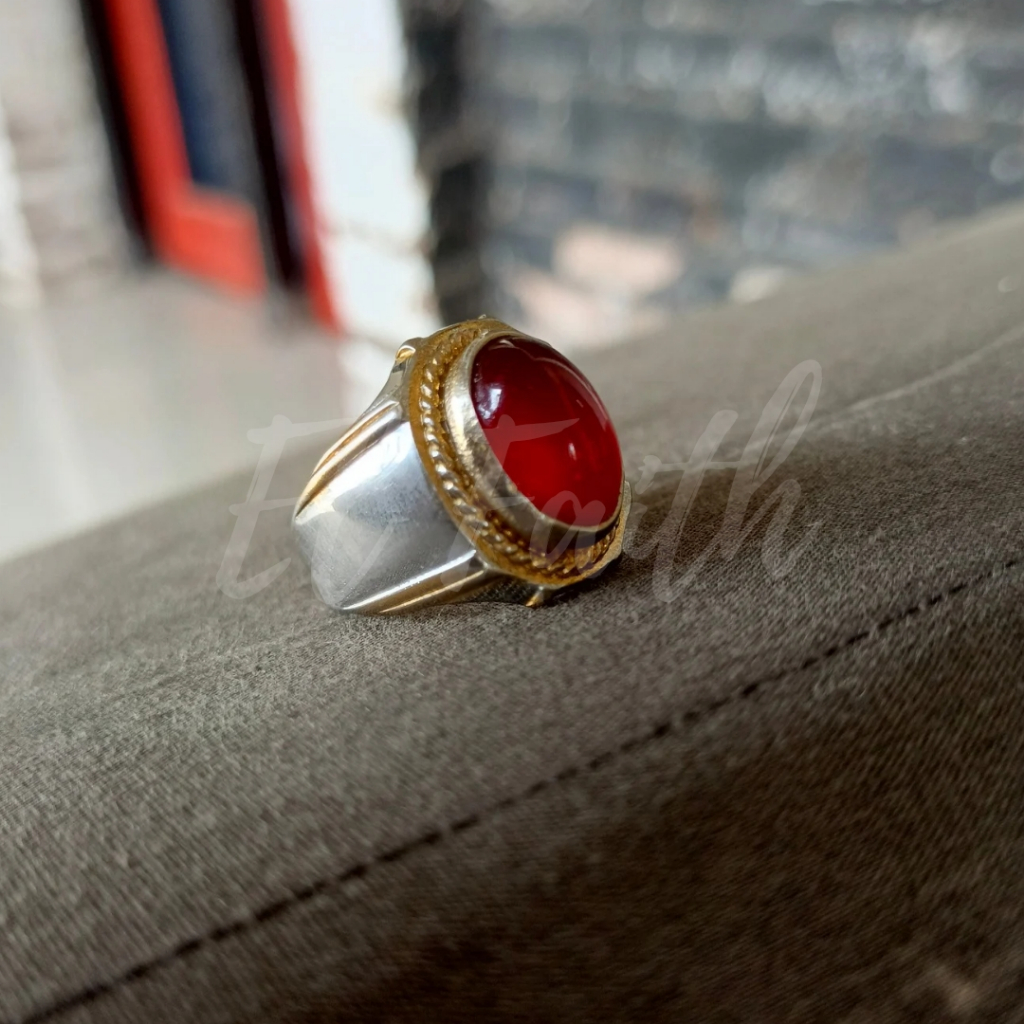 Cincin Pria Titanium Batu Akik Banaspati