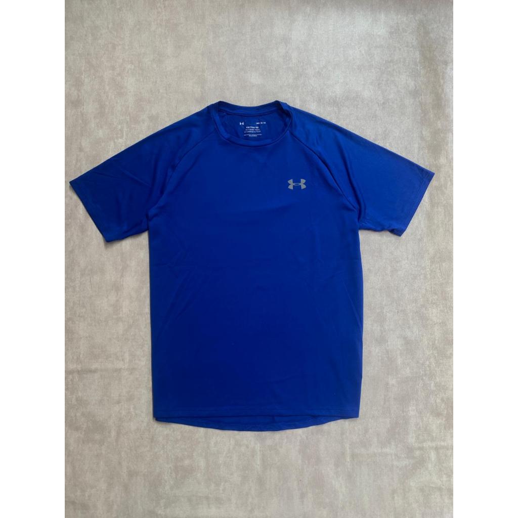 preloved jersey UA blue kaos baju olahraga running lari sport gym trail run tennis basket badminton 