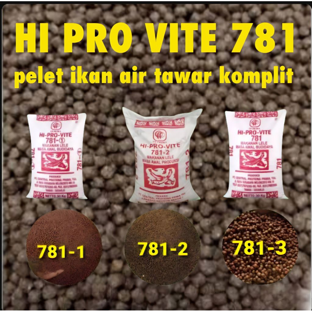 1 KG pakan Ikan HI PRO VITE 781 (781-1 / 781-2 / 781-3) | Pakan Ikan Air Tawar Lengkap Bergizi Tingg