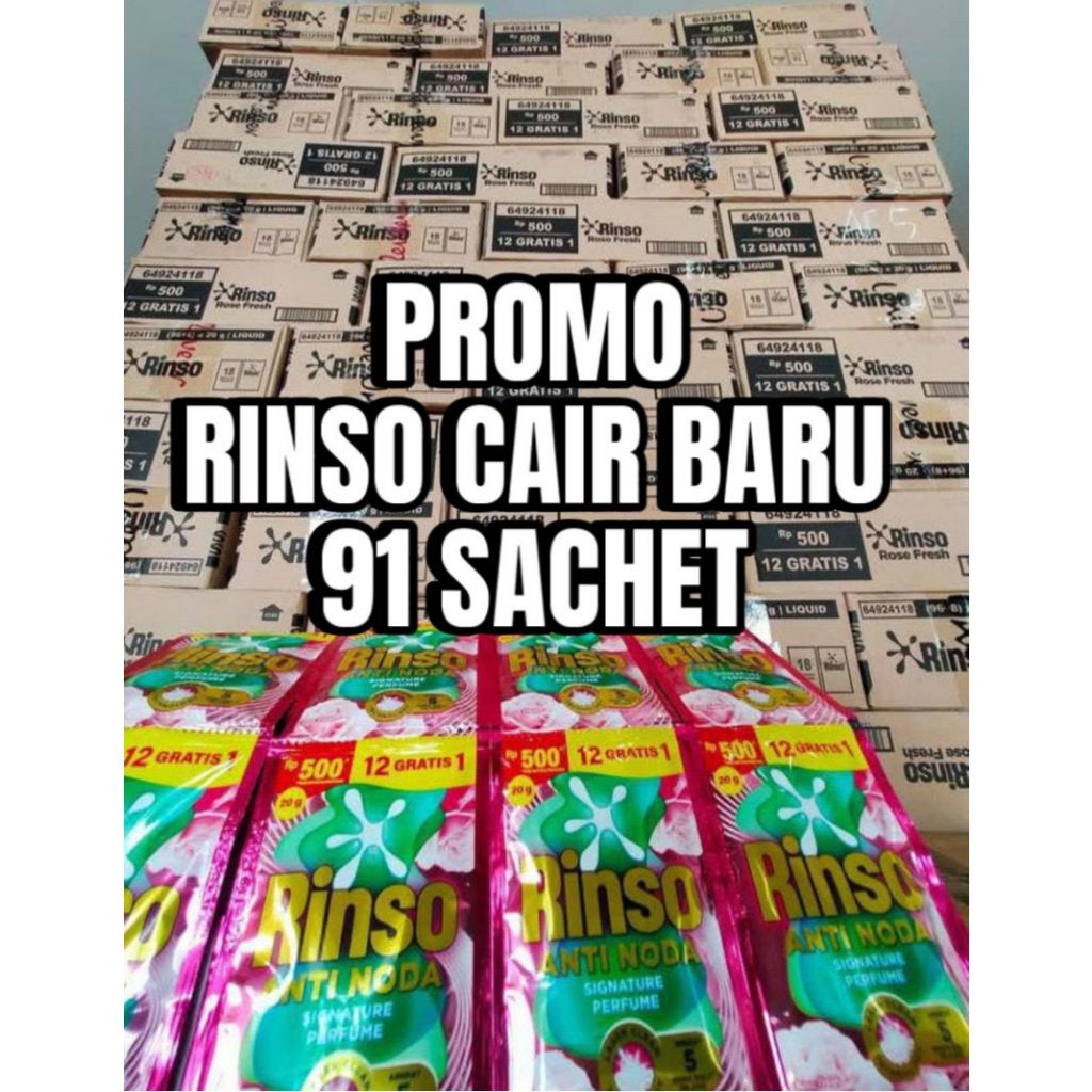 91 SACHET 7 RENCENG RINSO CAIR ANTI NODA RINSO RENCENG 500 20 ML