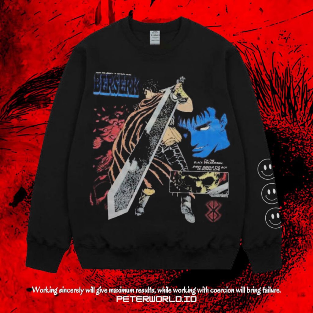 Peterworld "Berserk" Crewneck | Hoodie | Jaket | Sweater Crewneck Berserk Original Premium Vintage T