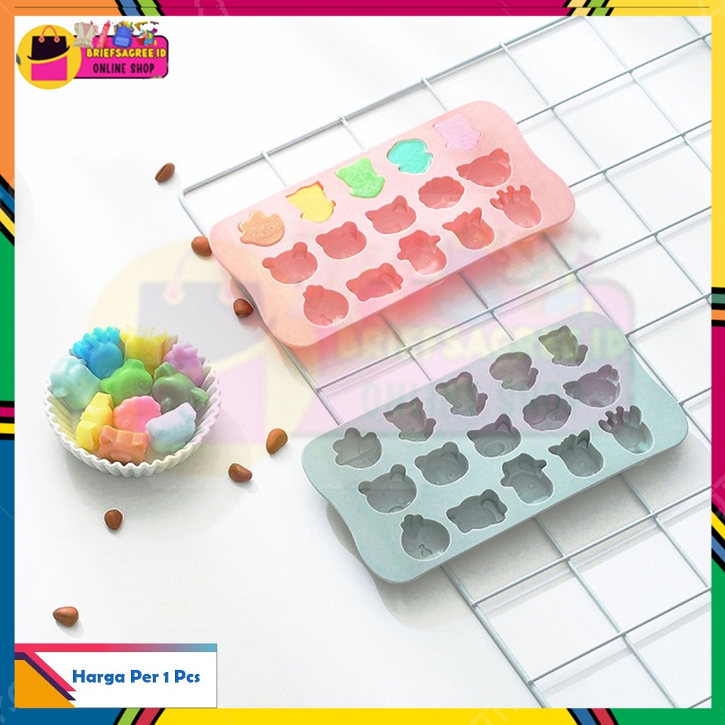 Cetakan Silikon Karakter Cetakan Puding Jelly Es Loli Coklat Cake 3D Motif Hewan 15 Karakter