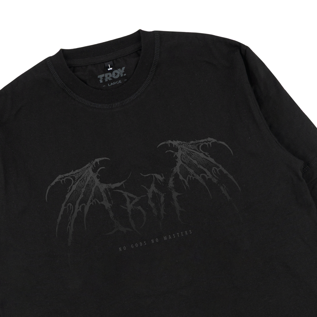 Troy Company Double Sleeve Double Layer Longsleeve Tshirt Pure Black Wings - Kaos Lengan Panjang DSD 2534