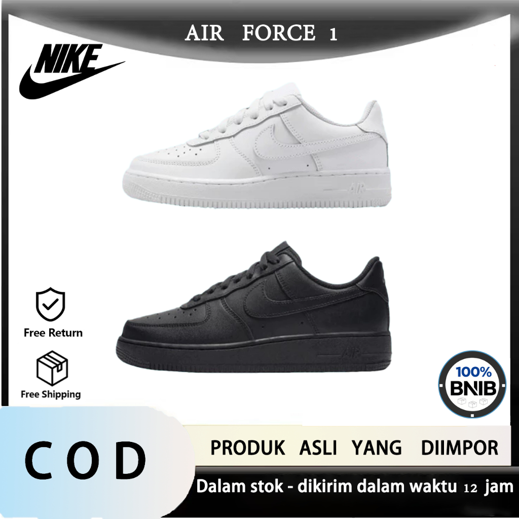 [COD] Air Force 1 Low Putih & Hitam Aura Versi Asli Sepatu Kasual