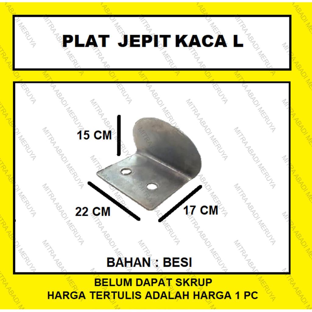 Klem Siku Besi Plat L Plat Jepit Kaca L Penjepit Penahan Kaca Cermin