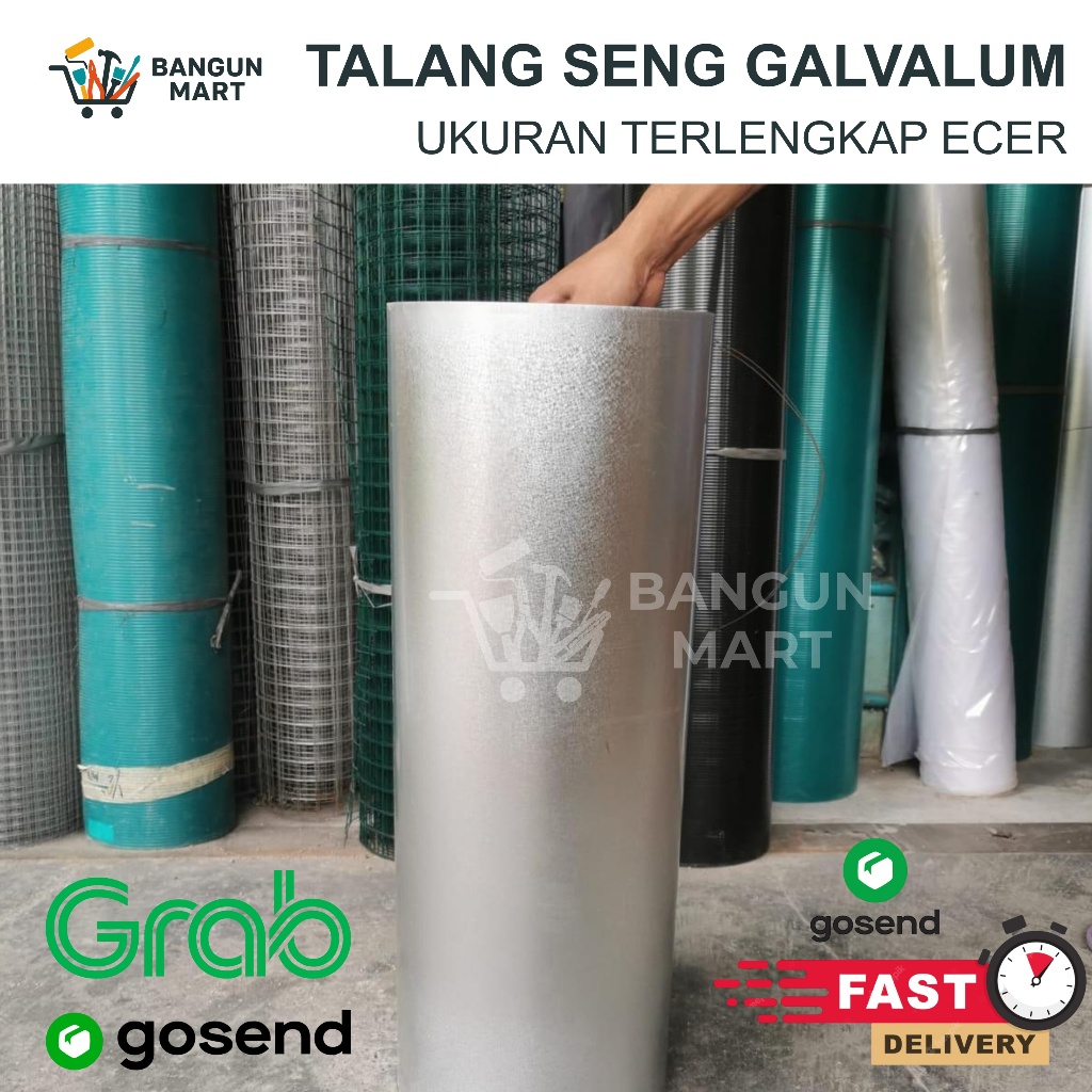 GOJEK GRAB BLUEBIRD SPX ECERAN TALANG SENG GALVALUM PLAT TINGGI 60 90 120 CM HARGA PER 1 METERAN REG
