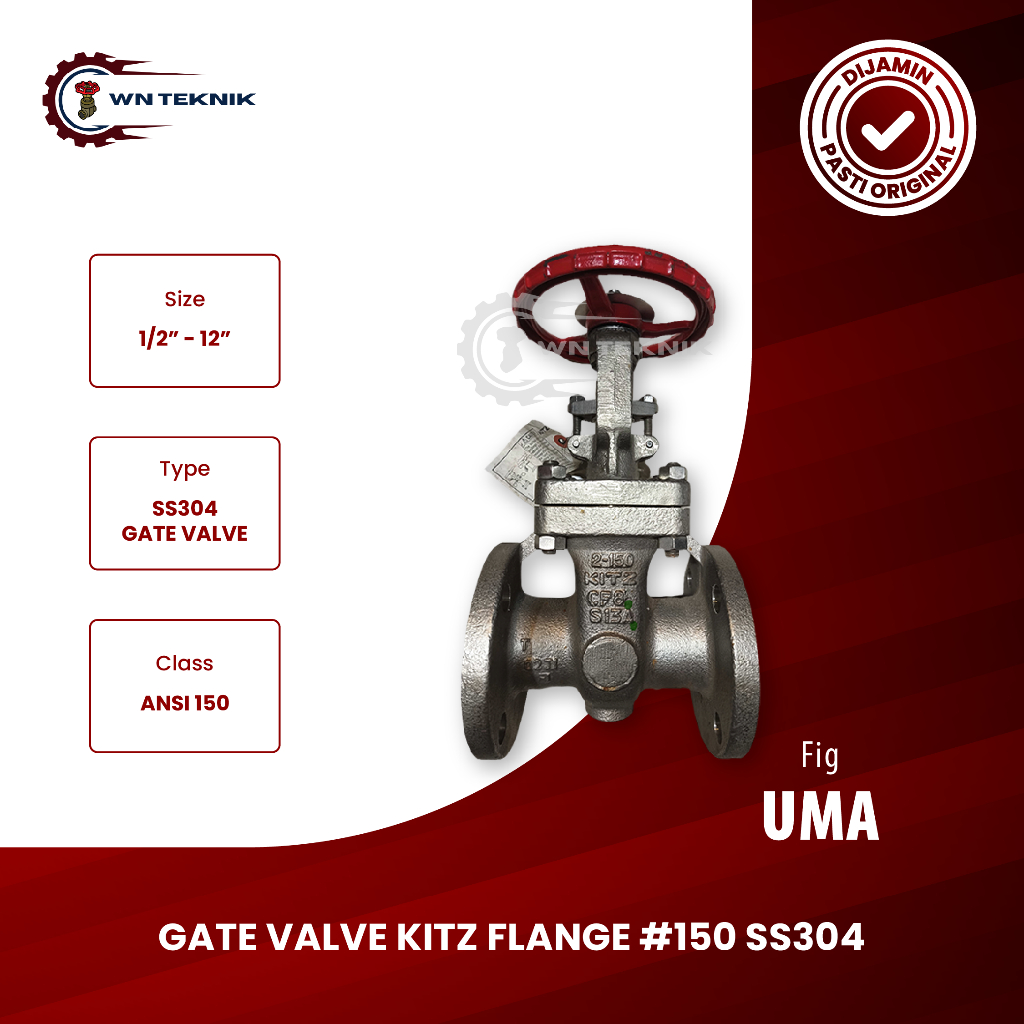 GATE VALVE KITZ SS304 1" INCH FLANGE ANSI 150 ORIGINAL