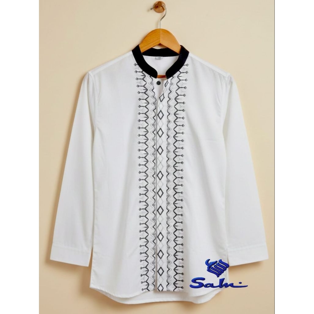 Baju koko lengan panjang pria motif bordir random premium