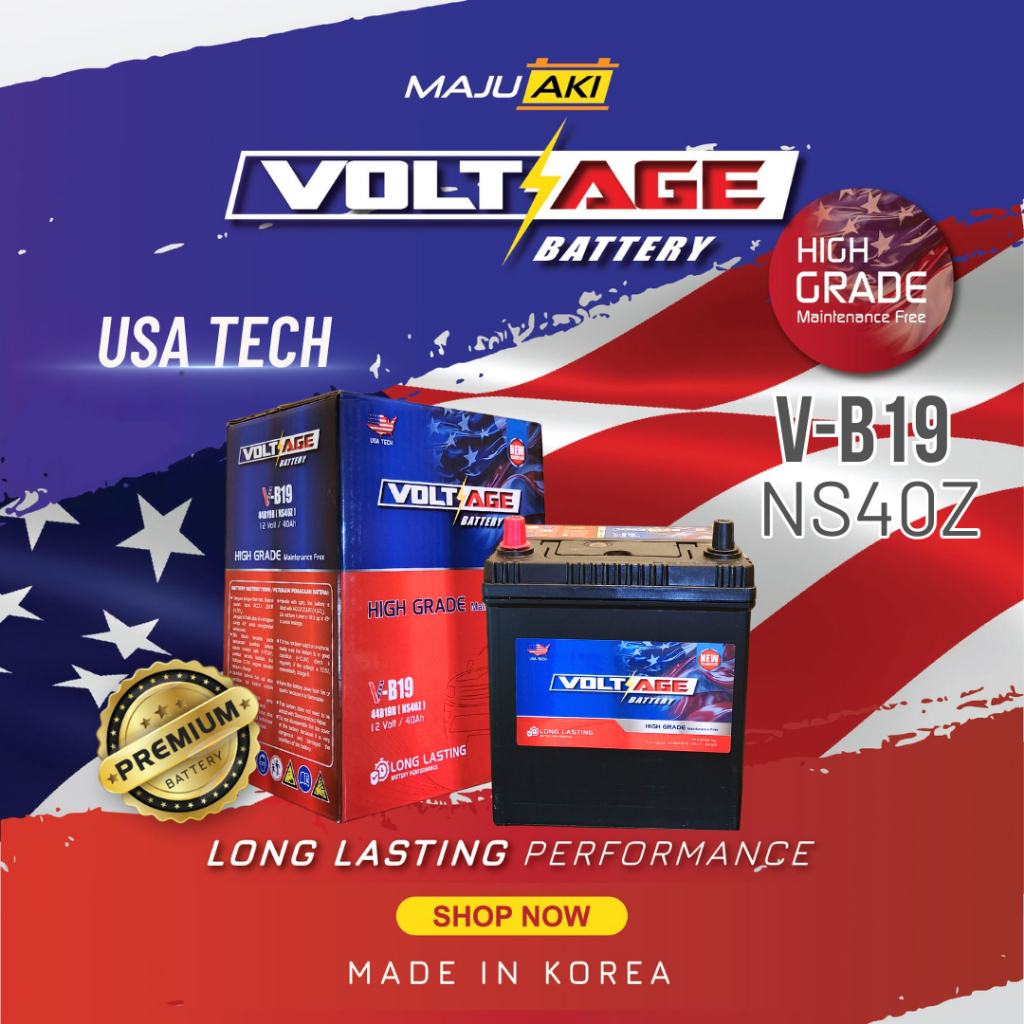Aki Mobil 40Ah 12V NS40Z 44B19R Aki Kering Voltage Battery Premium MF Tahan Lama Kualitas Amerika
