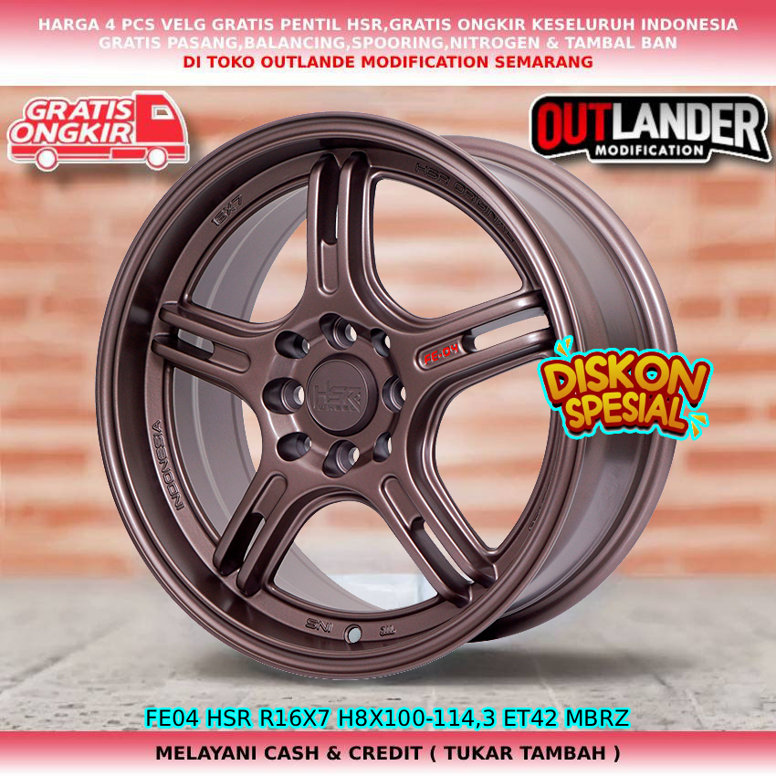 Velg racing ring16 untuk mobil Panther| Accent| Atoz| Xenia| Carry| dll velg hsr fe04 R16