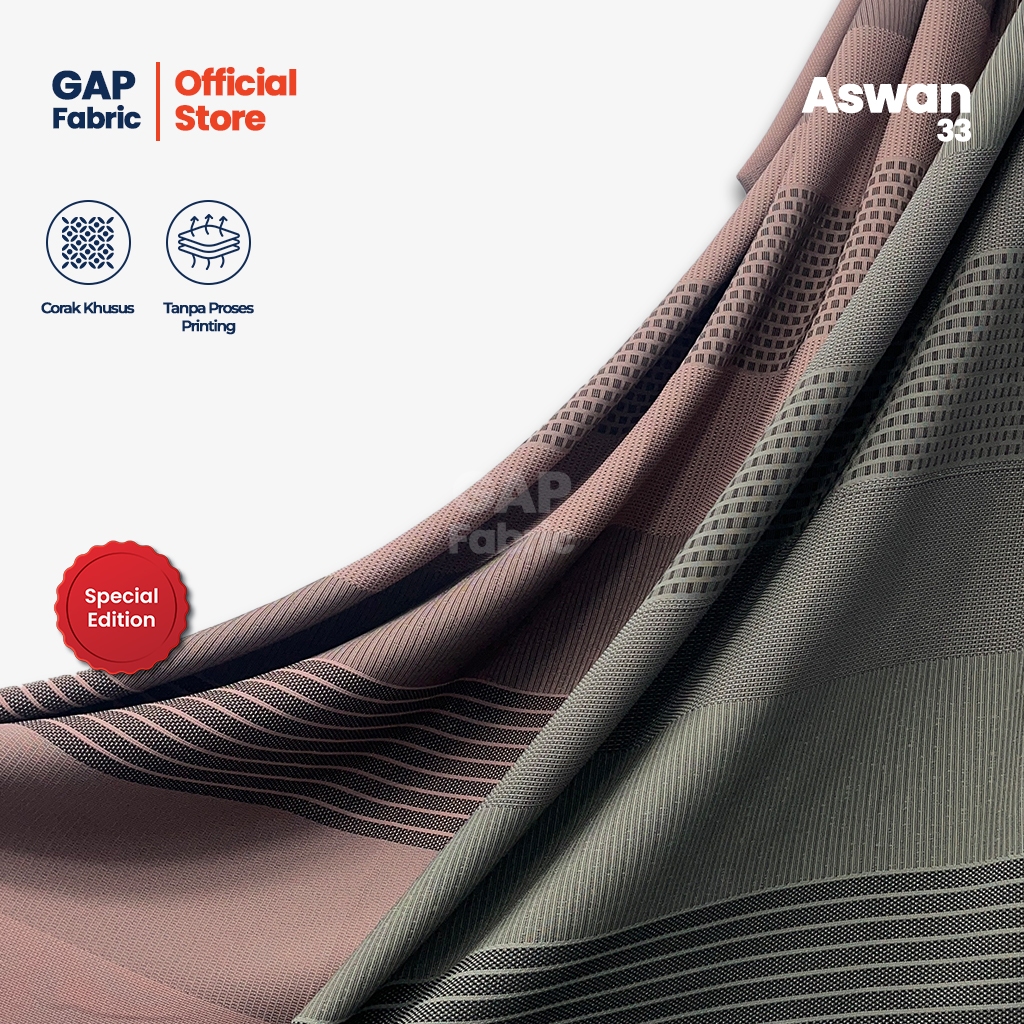 Bahan Kain Aswan 33 Adem Premium | Meteran Gamis Dress Syar'i | Tunik Kemeja Wanita Busui Friendly