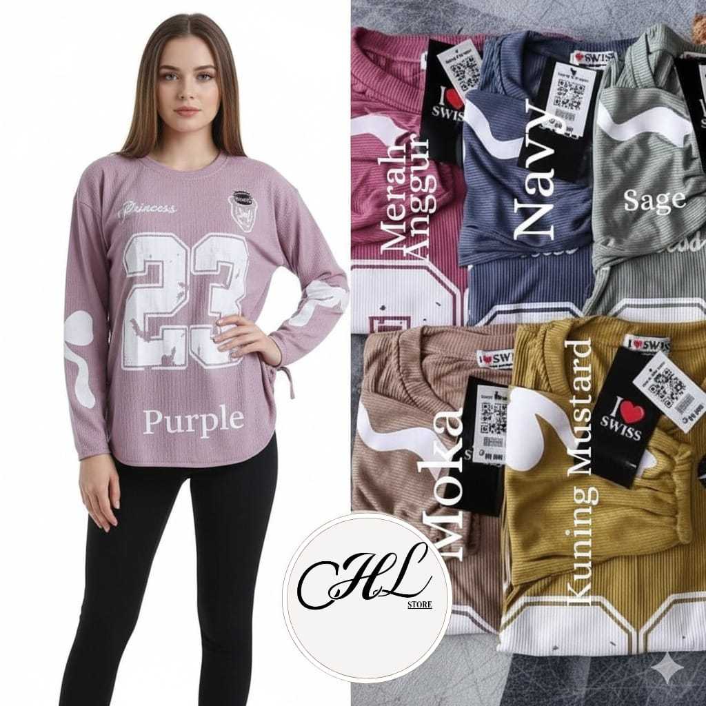 CHLstore Baju Rajut Oversize Wanita Motif Angka "23"