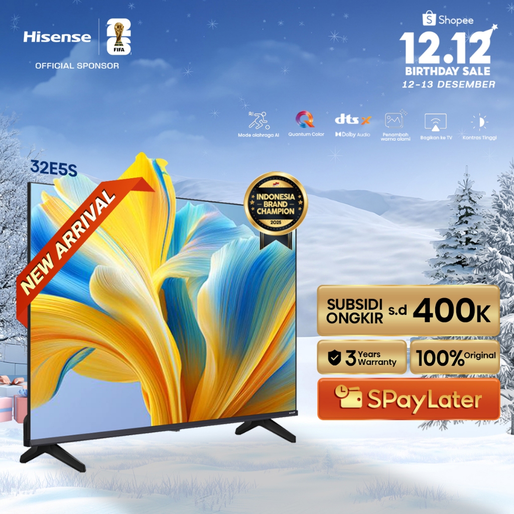 Hisense TV 32E5S Vidaa Smart Digital QLED TV 32 inch 2K Bazelles Design DTS X & Dolby Audio Quantum 