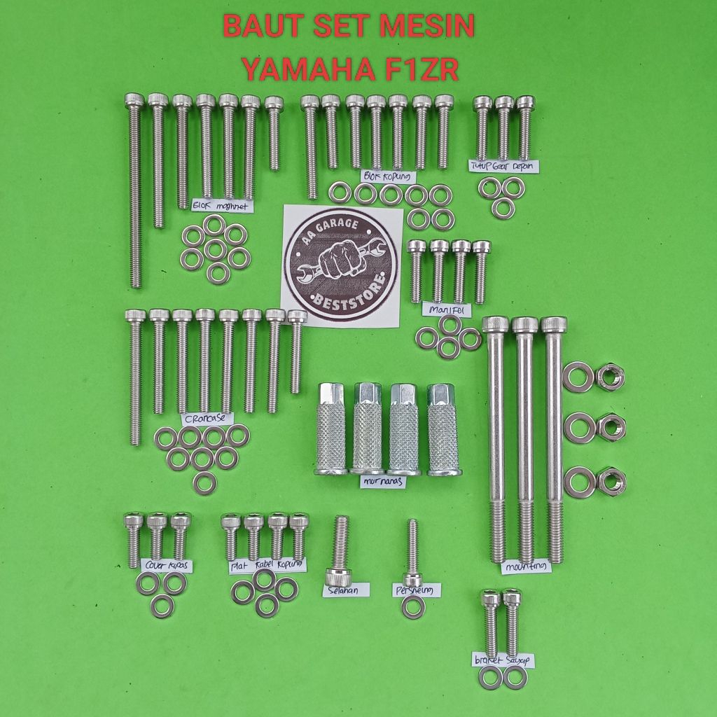 Baut set blok mesin Yamaha Fizr stainless anti karat 304/Baut blok mesin fizr fullset stenlis anti k