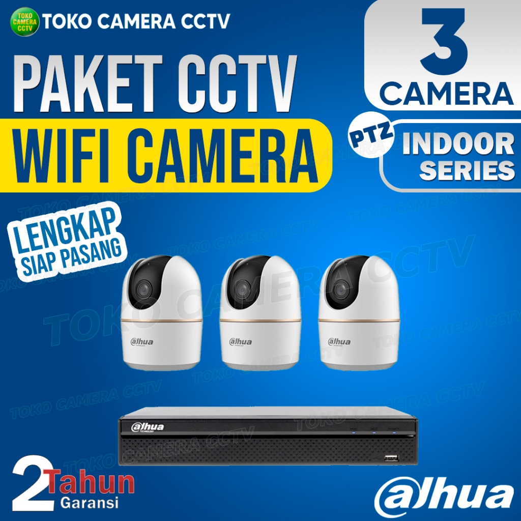PAKET CCTV WIFI PTZ DAHUA INDOOR 4 CHANNEL 3 KAMERA