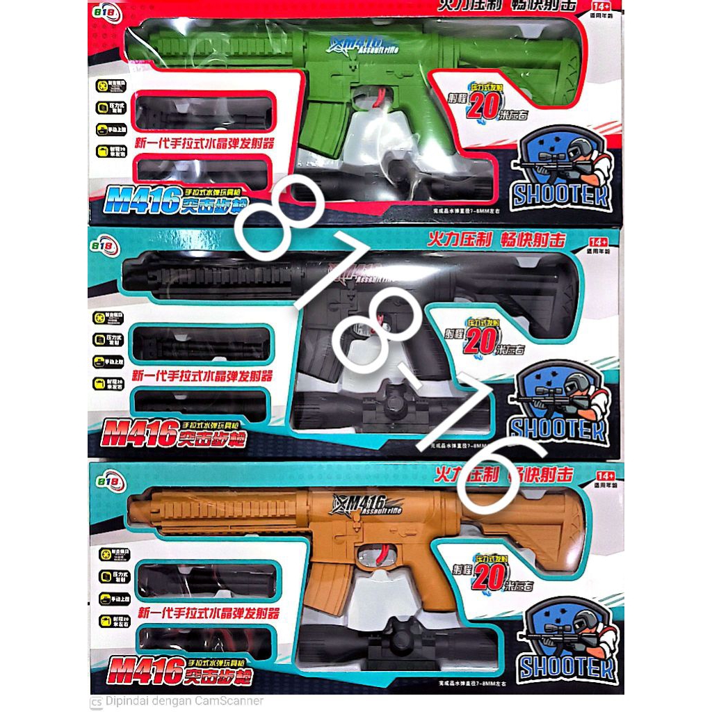 Mainan anak anak shooter M16 / 818-16 tembakan gel
