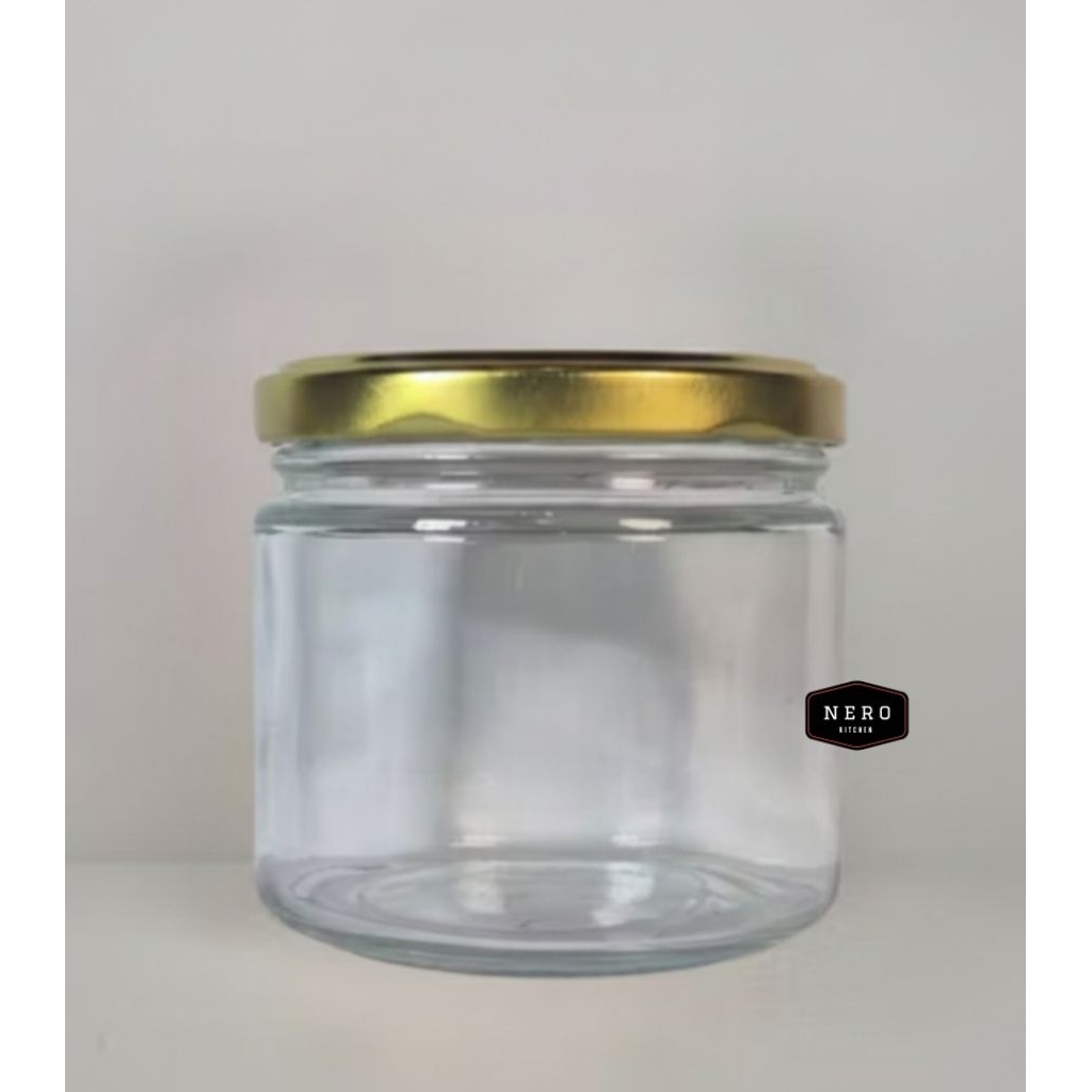 Jar Kaca Bulat 300ml WIDE / Toples cookies Jar selai / toples kaca / wadah bumbu / kemasan kaca / Ja