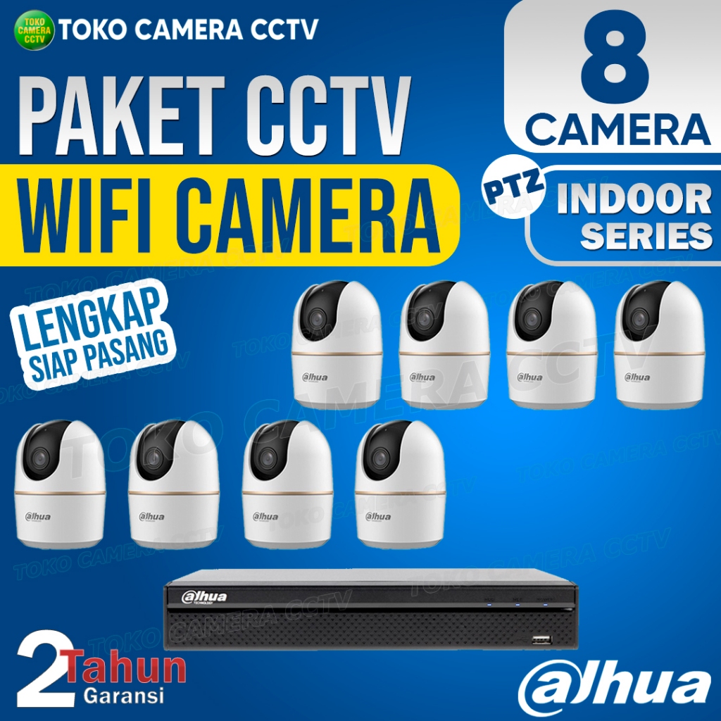 PAKET CCTV WIFI PTZ DAHUA INDOOR 8 CHANNEL 8 KAMERA