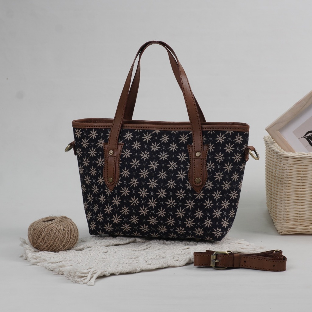 Beltimeless Bag - Tas Tote Wanita Kulit Sapi Asli Kombinasi Batik Truntum | Handbag Etnik Premium El