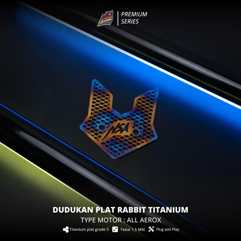 PREMIUM SERIES DUDUKAN PLAT MOTOR TITANIUM TYPE RABBIT YAMAHA AEROX