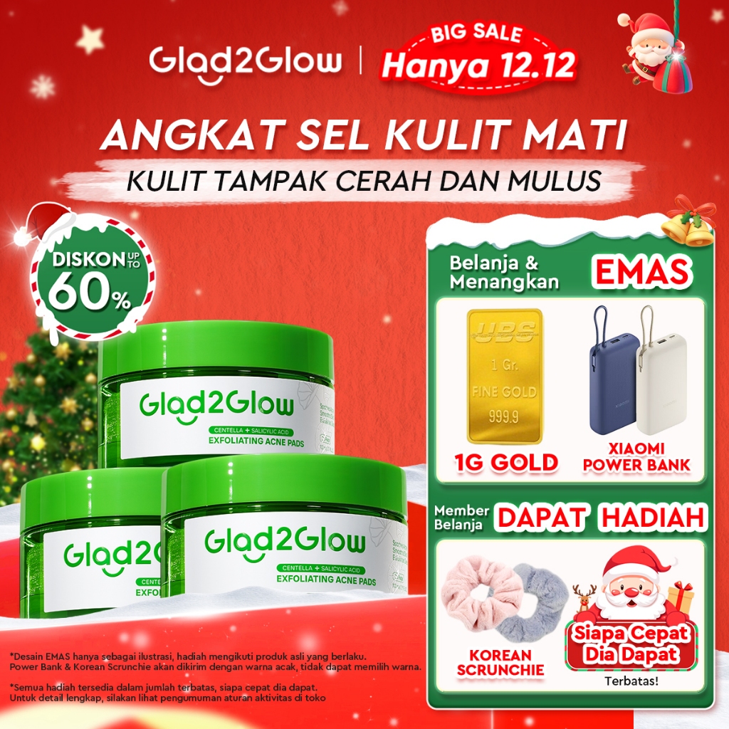 [12.12 Belanja 200rb, Disc. 20%]Glad2Glow Centella Salicylic Acid Exfoliating Acne Toner Pads Gentle
