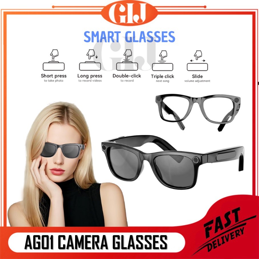 AG01 Camera Glasses AI Bluetooth 5.4 Kamera Video Smart Glasses Bluetooth Kacamata Kamera