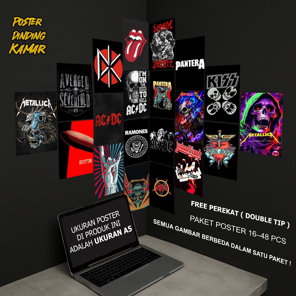 Poster Dinding Kamar Gambar Band Metal / Poster Band Metal / Hiasan Dinding / Poster Kamar / COD