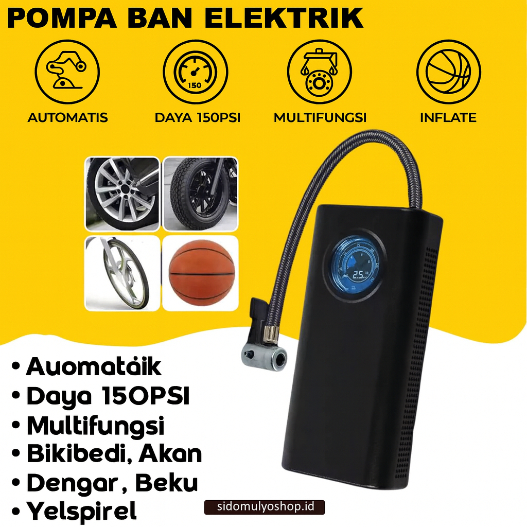 Pompa Ban Elektrik Portable Motor Mobil Sepeda Bola Digital USB