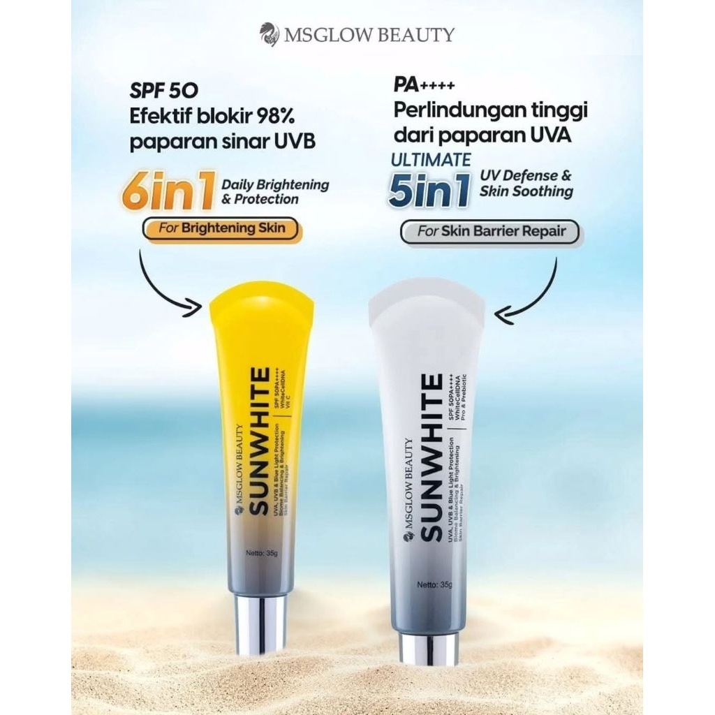 Ms Glow Sunscreen Sunwhite SPF 50 PA++++ ORIGINAL