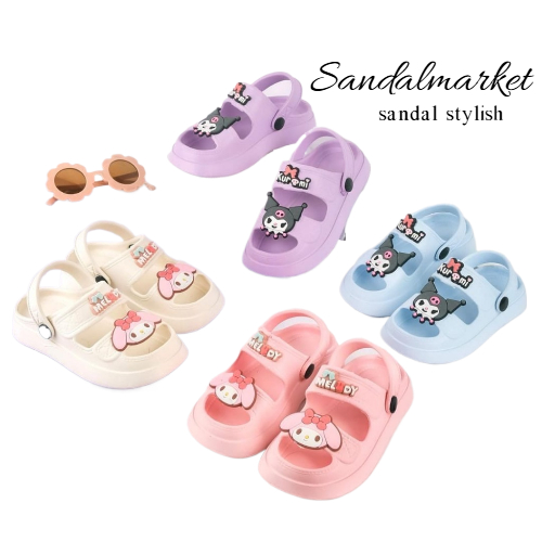 Sandal Let Eva Anak Cewek Ban 2 Karakter Kuromi Besar Super Lucu Empuk Nyaman Kekinian / Size 24-29 