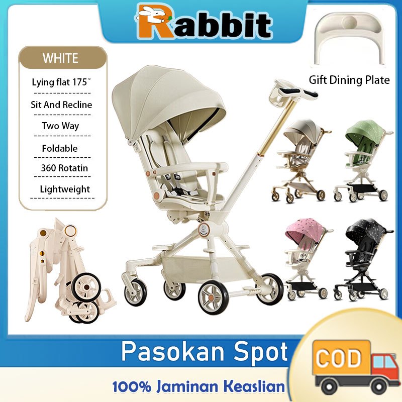 Rabbit Stroller Bayi Kereta Dorong Bayi Lipat Travelling 2 Arah Bisa Duduk Dan Berbaring  Kereta Dor