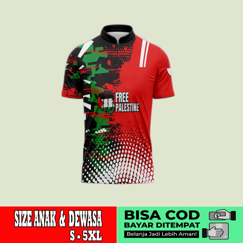 Baju Koko Pria Spesial Ramadhan Lengan Pendek Full Printing koko pendek fullprint motif palestina ar