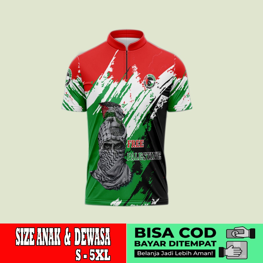 Baju Koko Pria Spesial Ramadhan Lengan Pendek Full Printing koko pendek fullprint motif palestina ar